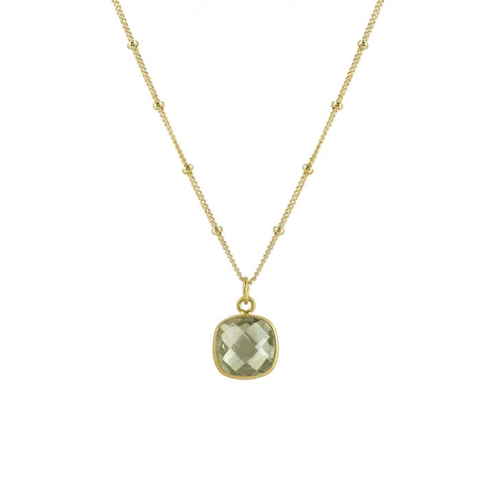 Faceted Green Amethyst Necklace