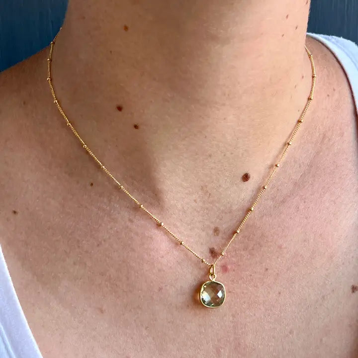 Faceted Green Amethyst Necklace