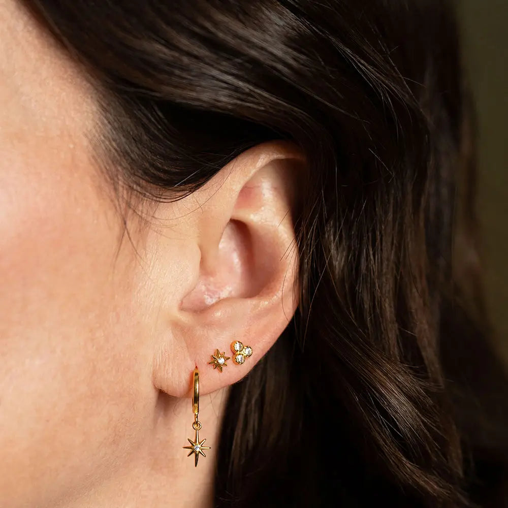 Starlight Huggie Hoop Earrings, view 2