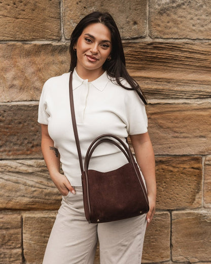Steffie Suede Mini Tote Bag, view 6