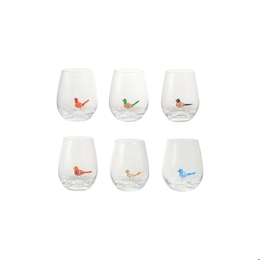 Stemless Bird Wine Glass
