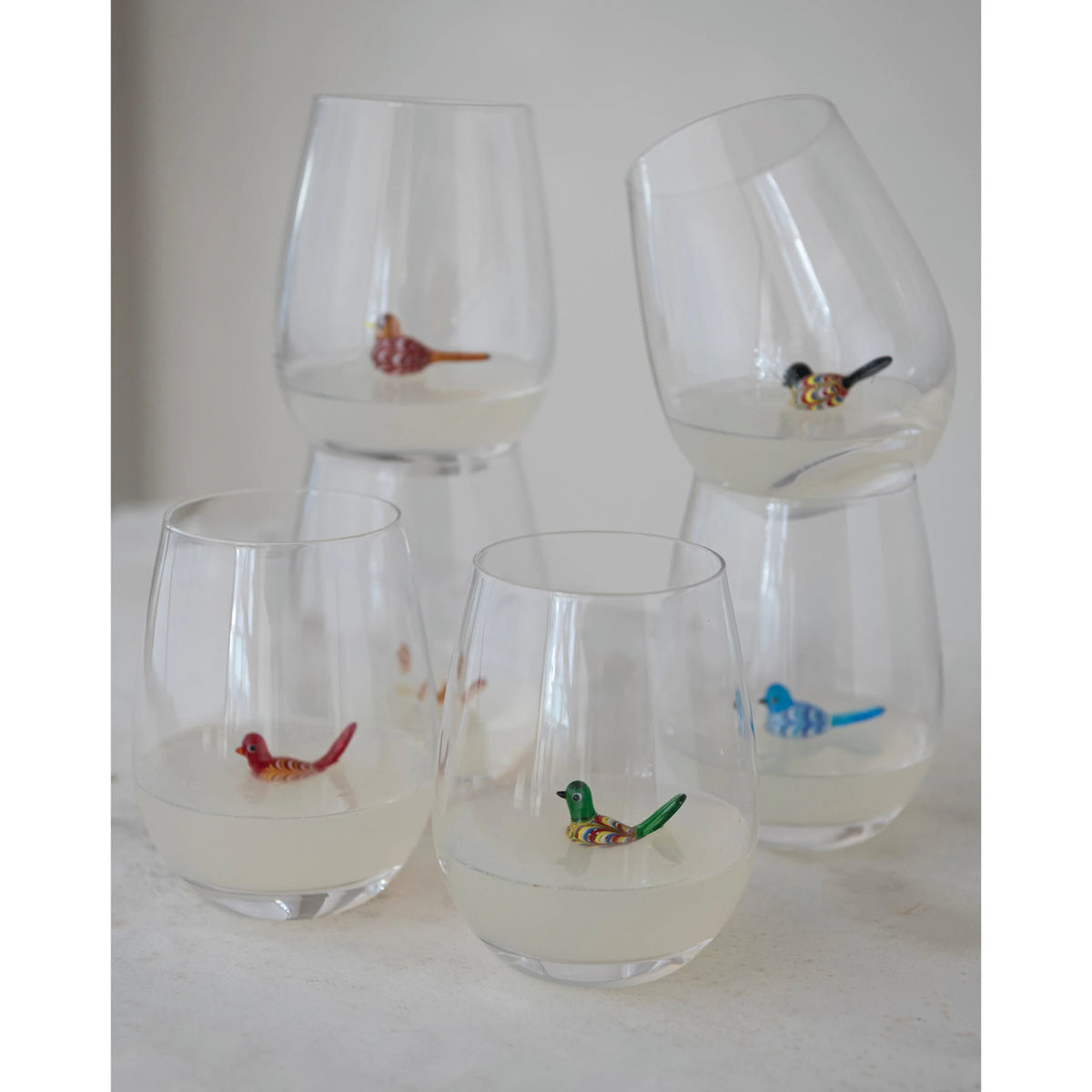 Stemless Bird Wine Glass