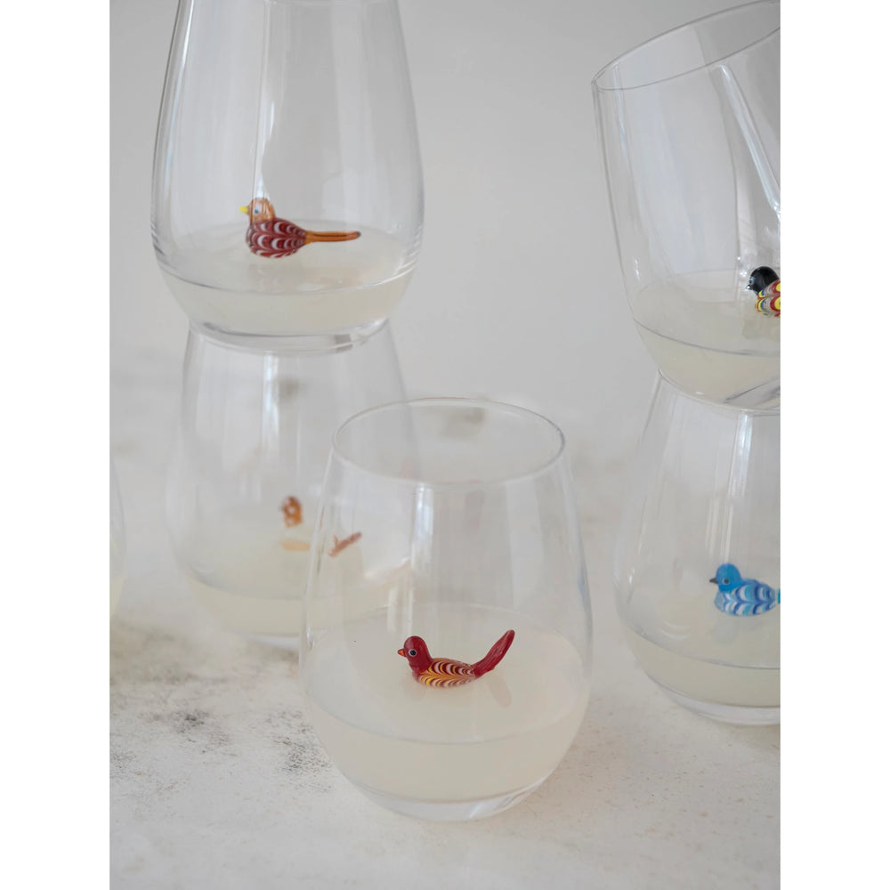 Stemless Bird Wine Glass