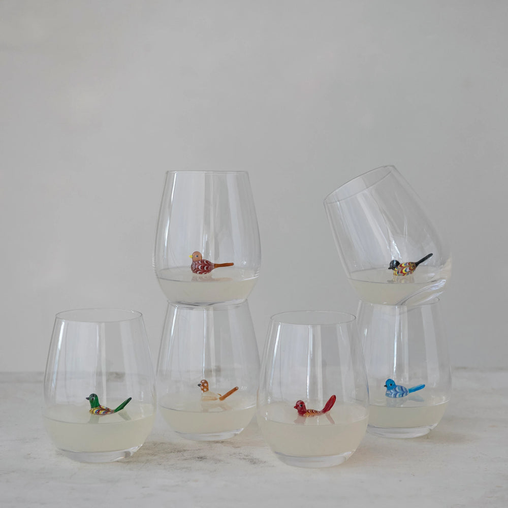 Stemless Bird Wine Glass