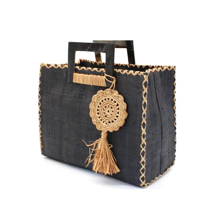 Stevie Square Straw Handbag, view 2