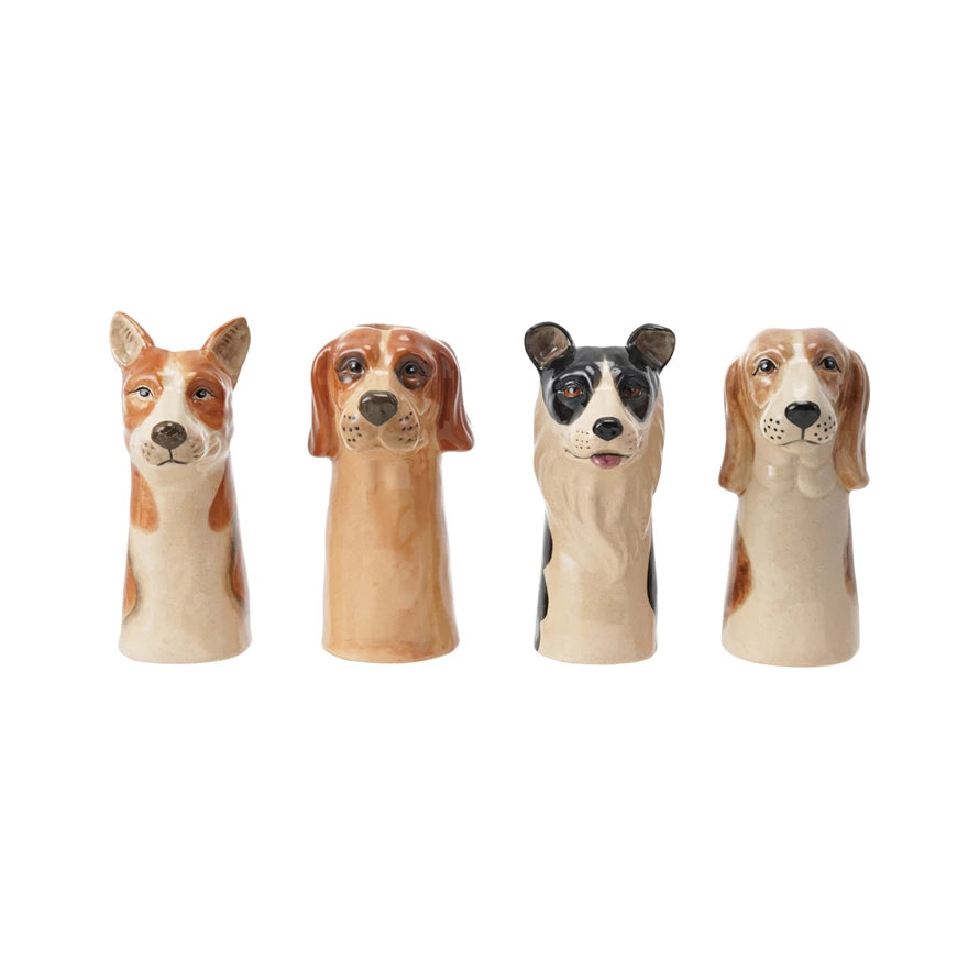 Stoneware Dog Vase