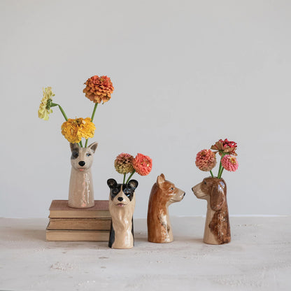 Stoneware Dog Vase, view 2