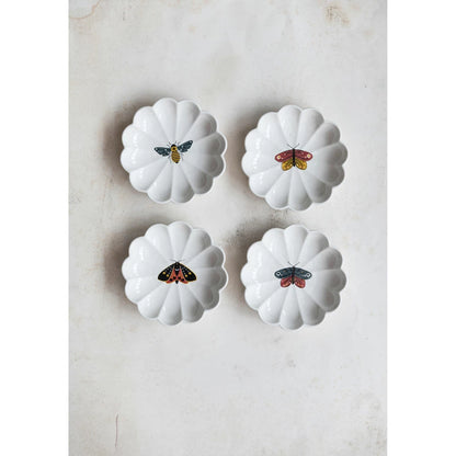 Stoneware Fluted Dish w/ Insect