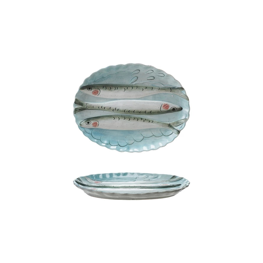 Stoneware Scalloped Fish Plate
