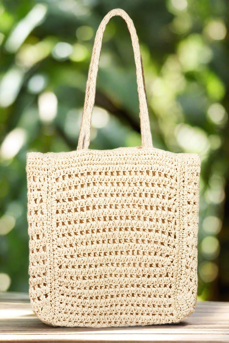 Straw Braided Beach Tote Bag