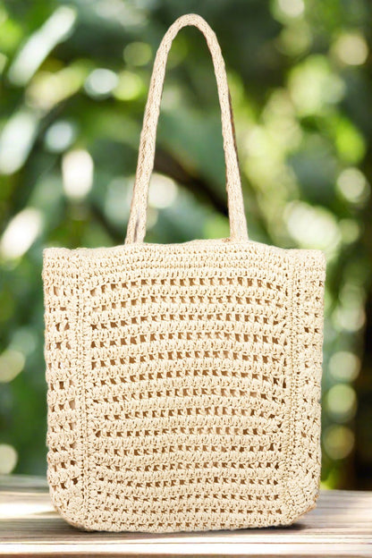 Straw Braided Beach Tote Bag
