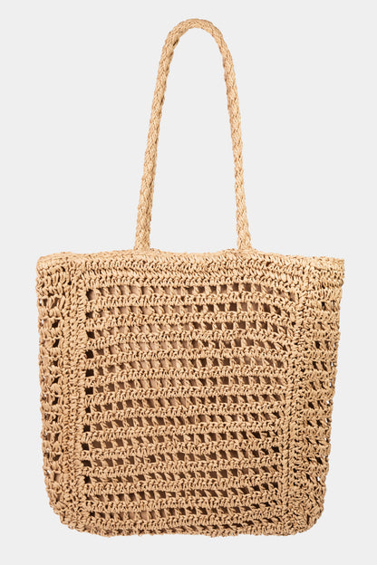 Straw Braided Beach Tote Bag, view 2