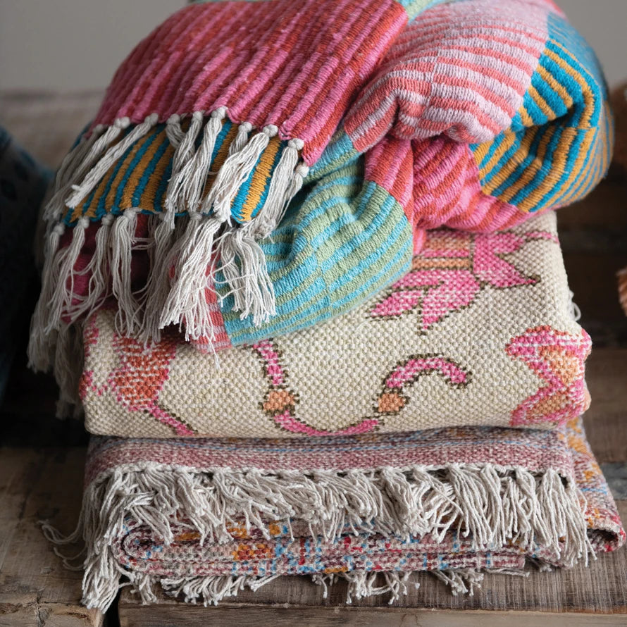 Happy House Throw Blanket  w/ Tassels