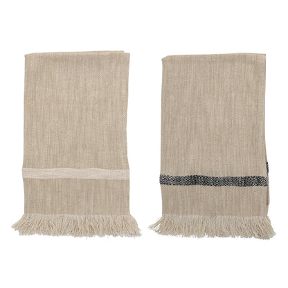 Striped Tea Towels with Fringe, Set of 2