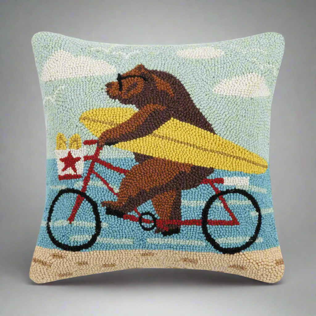Surf Bike Bear California Hook Pillow