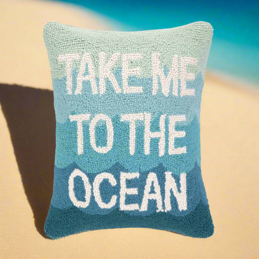 Take Me to The Ocean Hook Pillow, view 2, styled