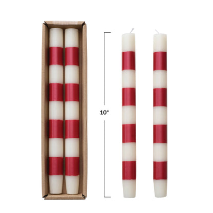 10" Unscented Taper Candles with Stripes, view 2