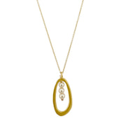 Three Pearls in Oval Necklace