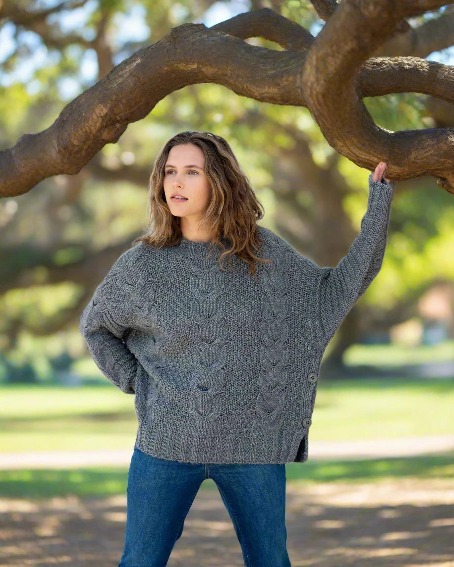 Topanga Cable Crewneck Sweater, view 3