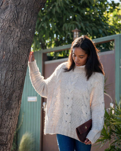 Topanga Cable Crewneck Sweater, view 4