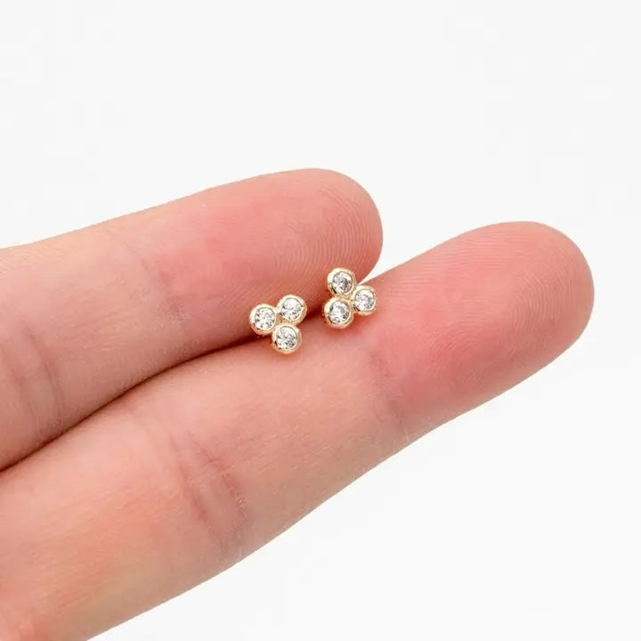 Trio Stud Earrings, view 3