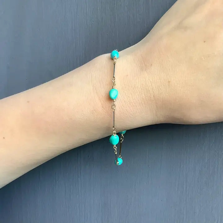 Turquoise & Chain Bracelet
