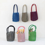 Two-Tone Bead Handbag with Stripe