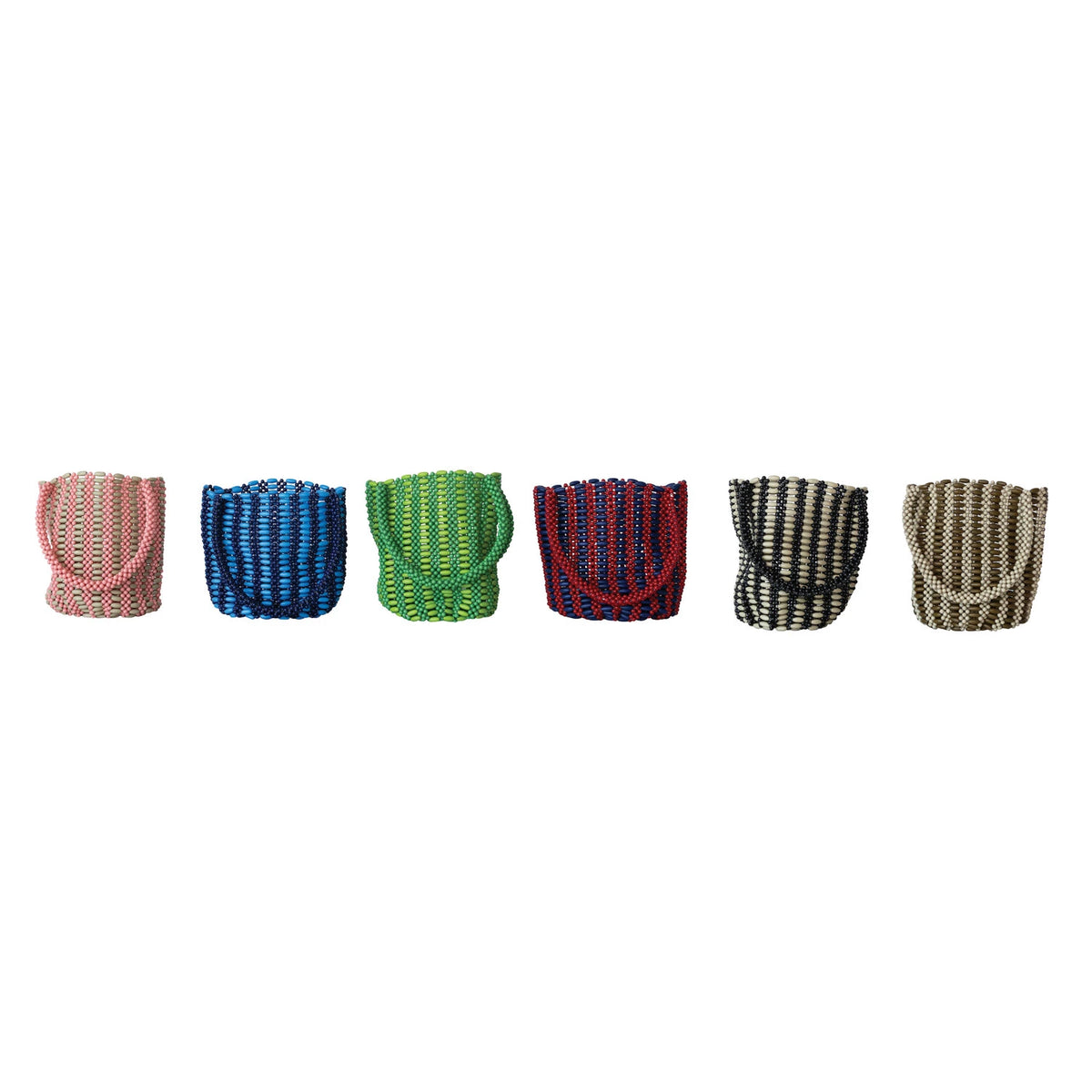 Two-Tone Bead Handbag with Stripe, view 4