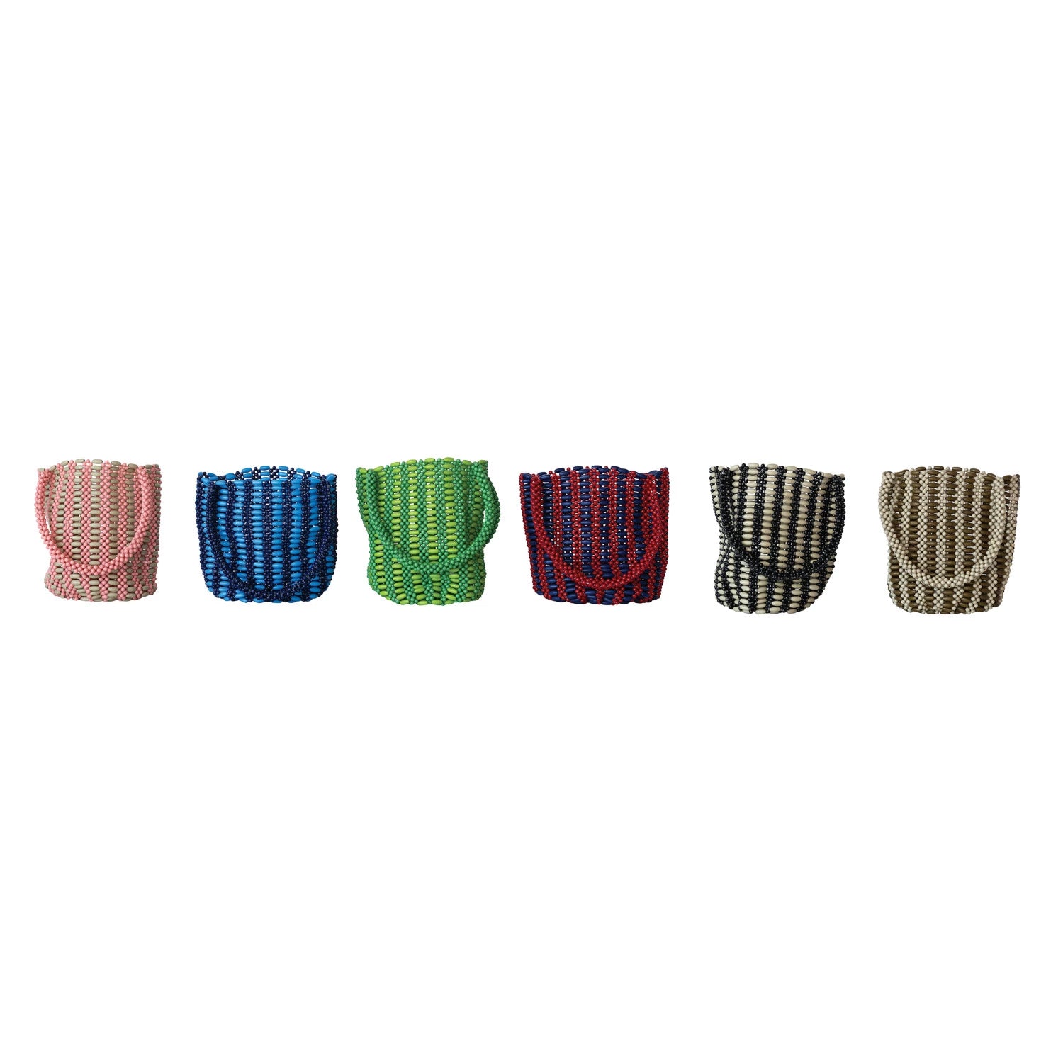 Two-Tone Bead Handbag with Stripe