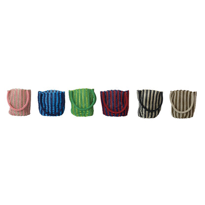 Two-Tone Bead Handbag with Stripe, view 4