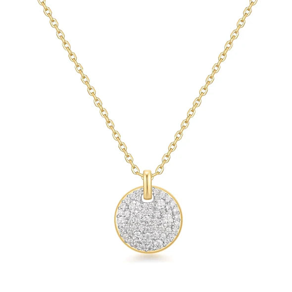 Two-Tone Large Pavé Disc Necklace