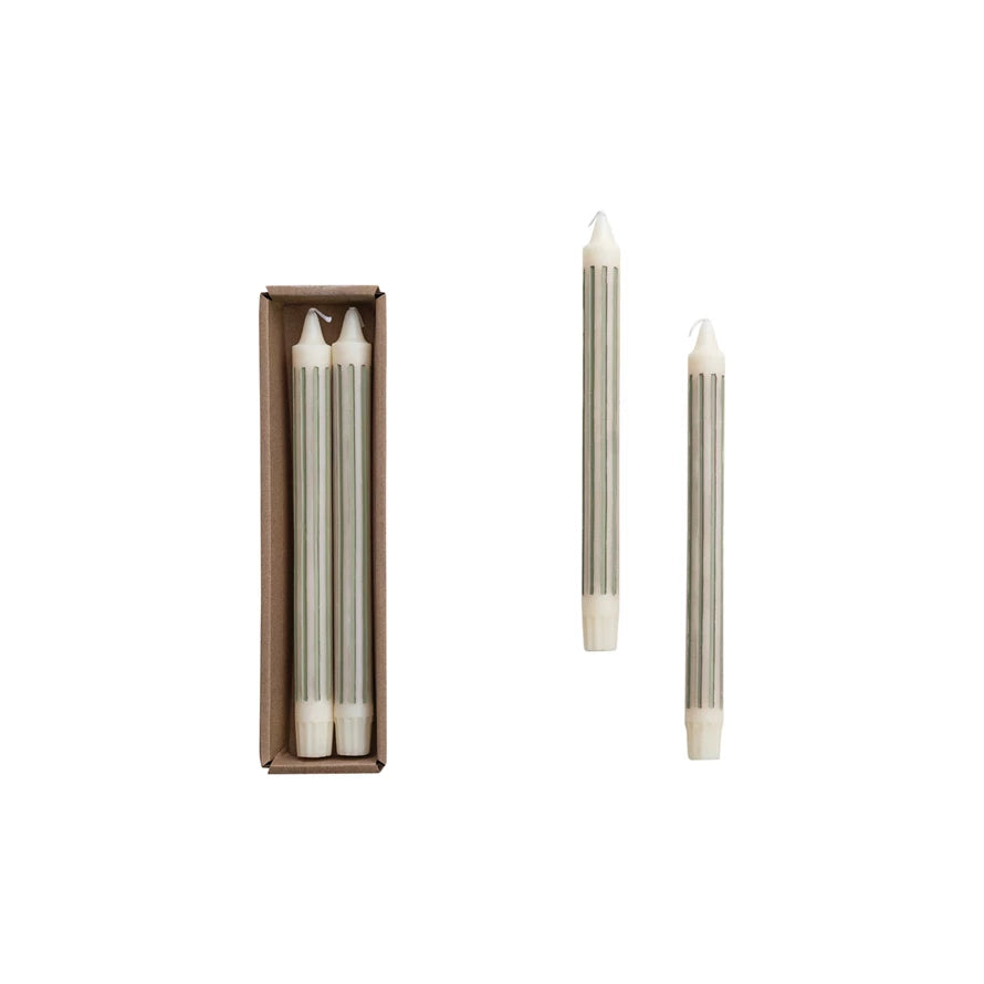 Unscented Striped Taper Candles Set/2