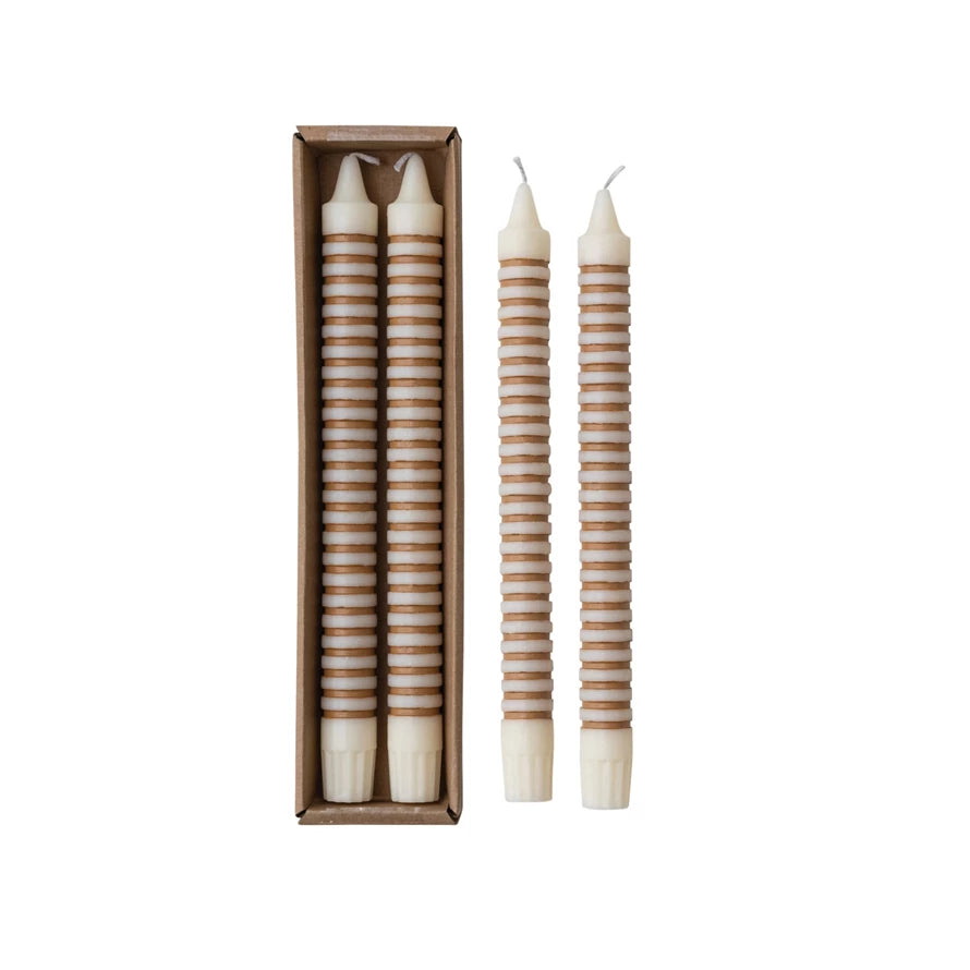 Unscented Striped Taper Candles Set/2