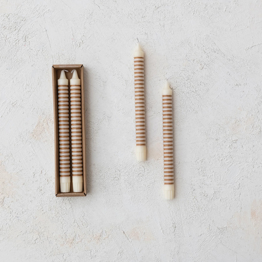 Unscented Striped Taper Candles Set/2