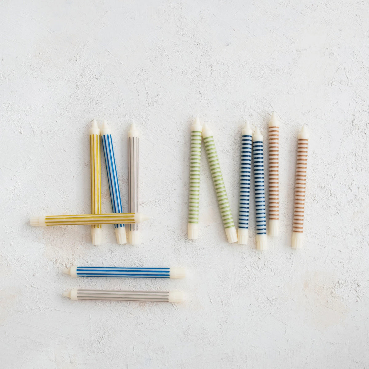 Unscented Striped Taper Candles Set/2, view 2