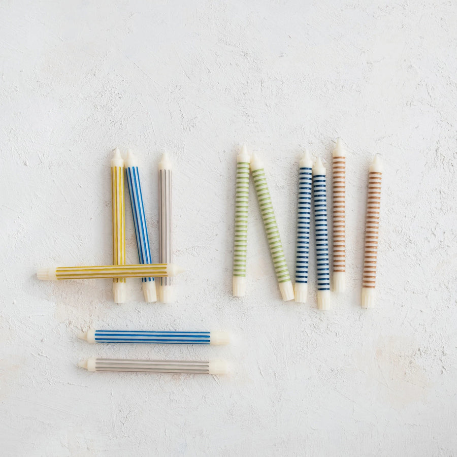 Unscented Striped Taper Candles Set/2, view 2, styled