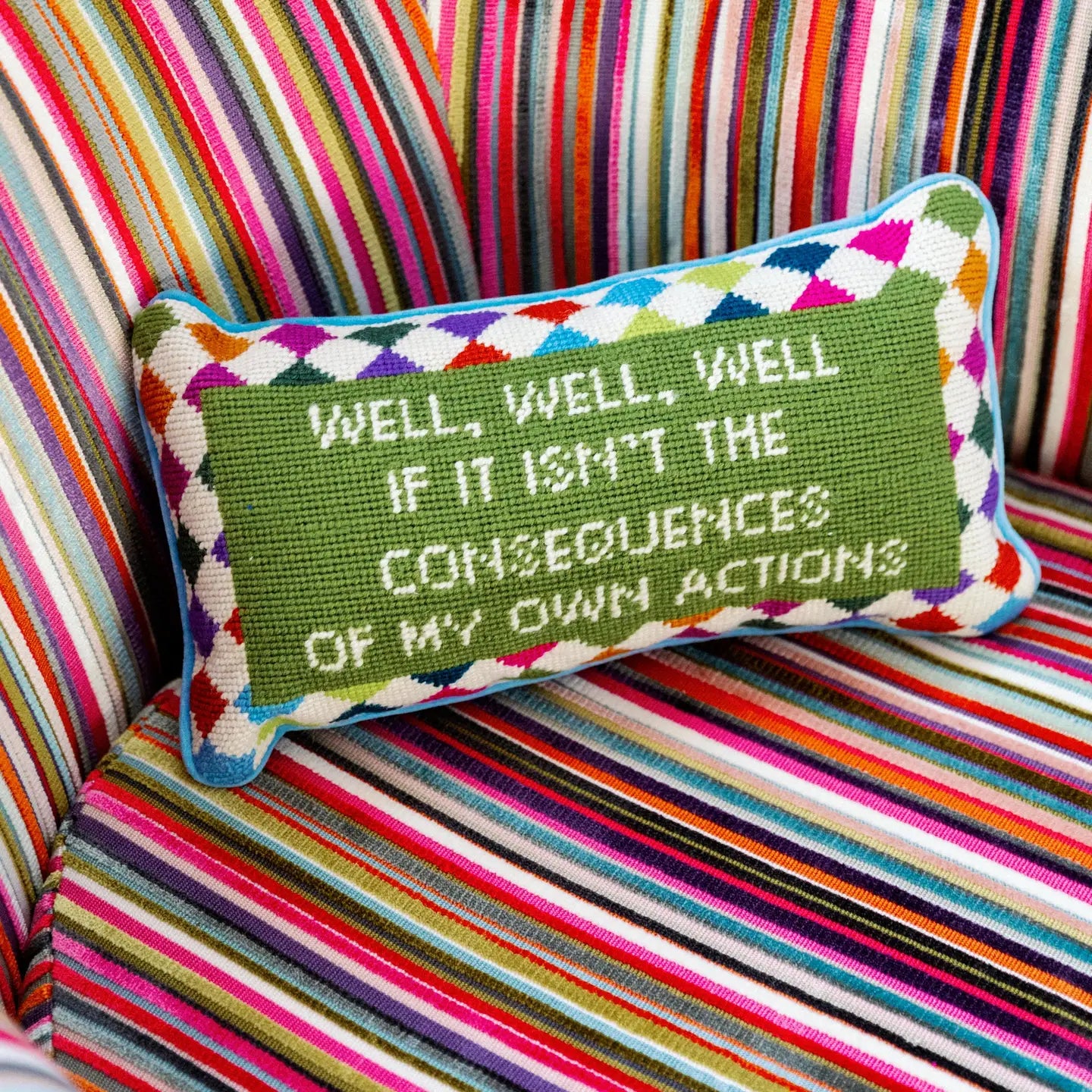 Well Well Well Needlepoint Pillow