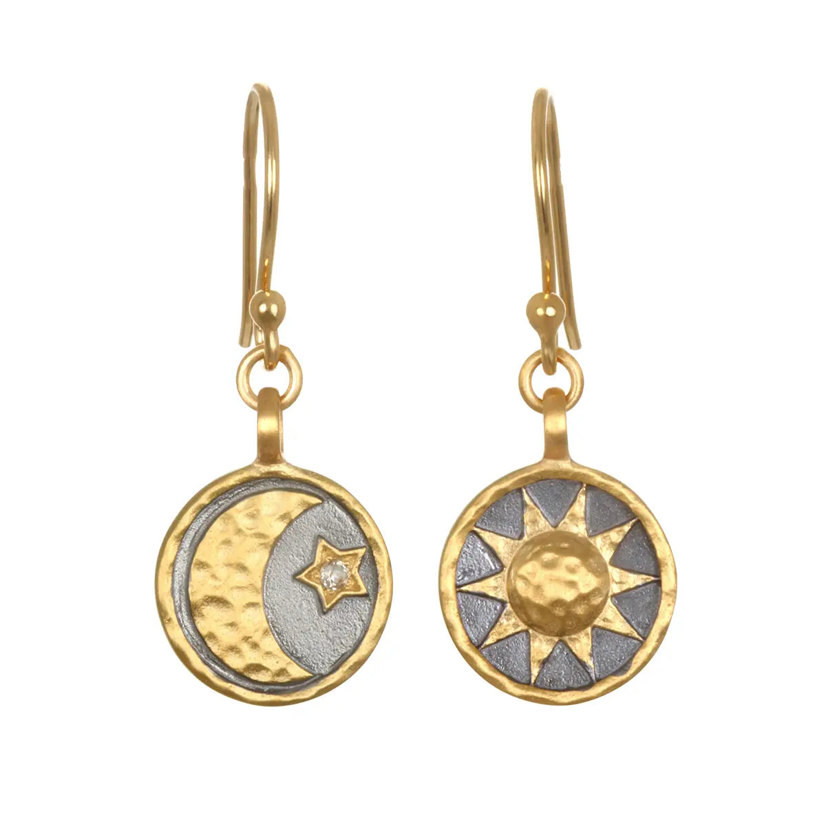 White Topaz Sun Moon Star Earrings