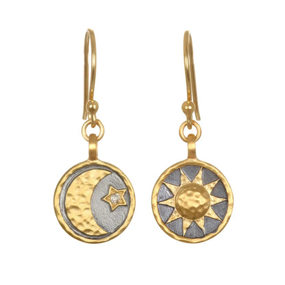 White Topaz Sun Moon Star Earrings