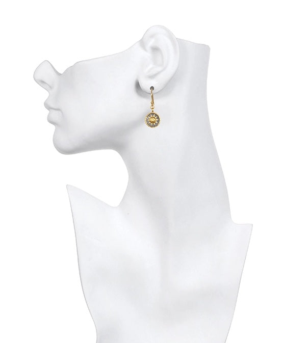 White Topaz Sun Moon Star Earrings, view 2
