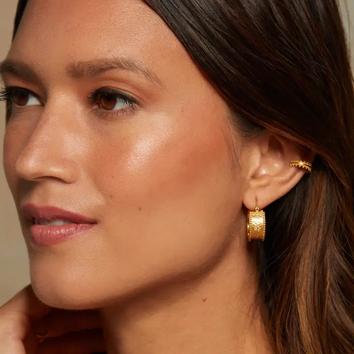 White Topaz Star Hoop Earrings