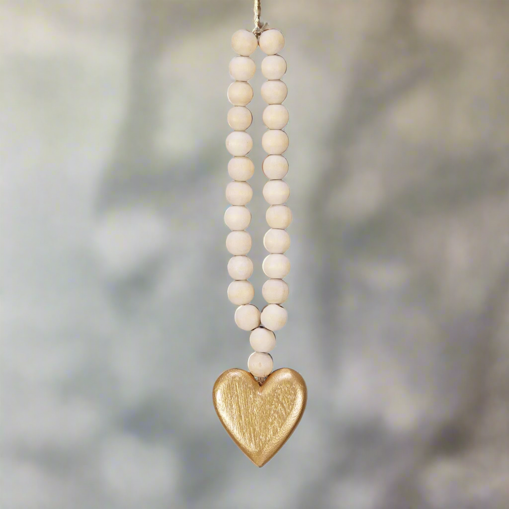 Wood Bead Heart Garland