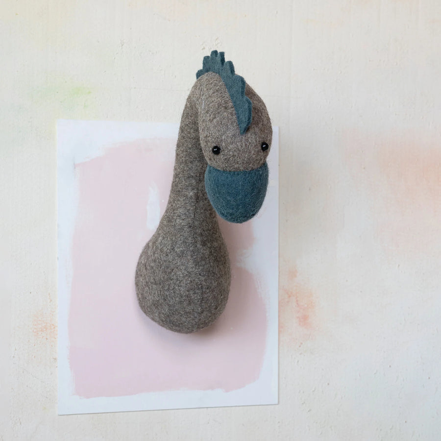 Felt animal head wall decor handmade from wool — dog design, styled