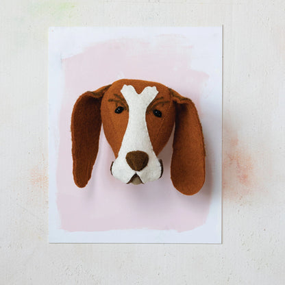 Felt animal head wall decor handmade from wool — dog design