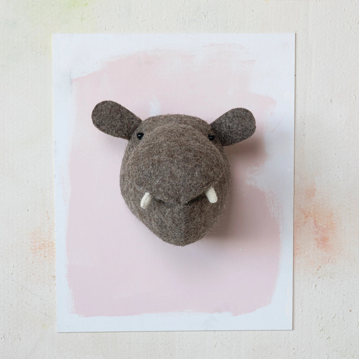 Felt animal head wall decor handmade from wool — dog design