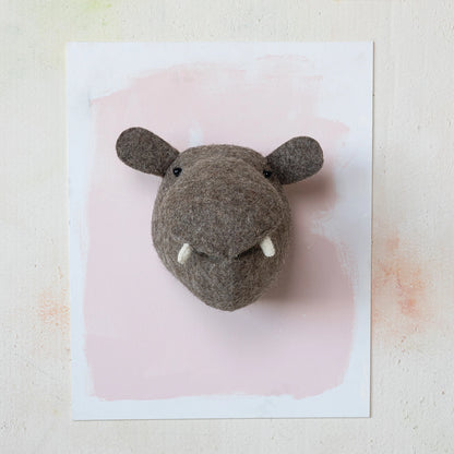 Felt animal head wall decor handmade from wool — dog design