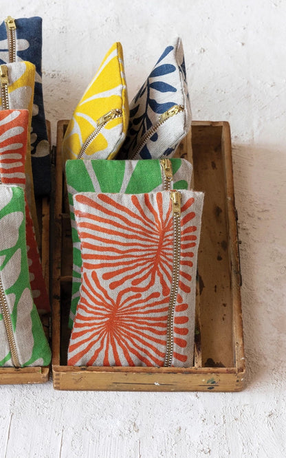 Woven Cotton Printed Zip Pouch Asst, view 2