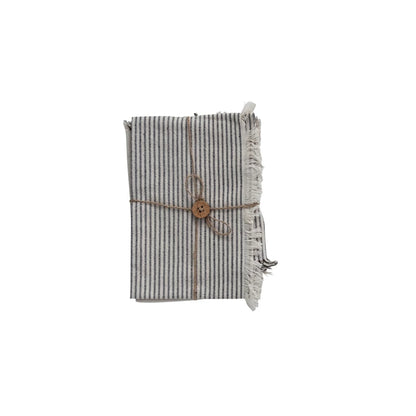 Cotton Tea Towels with Stripes and Fringe, set of 2, view 2