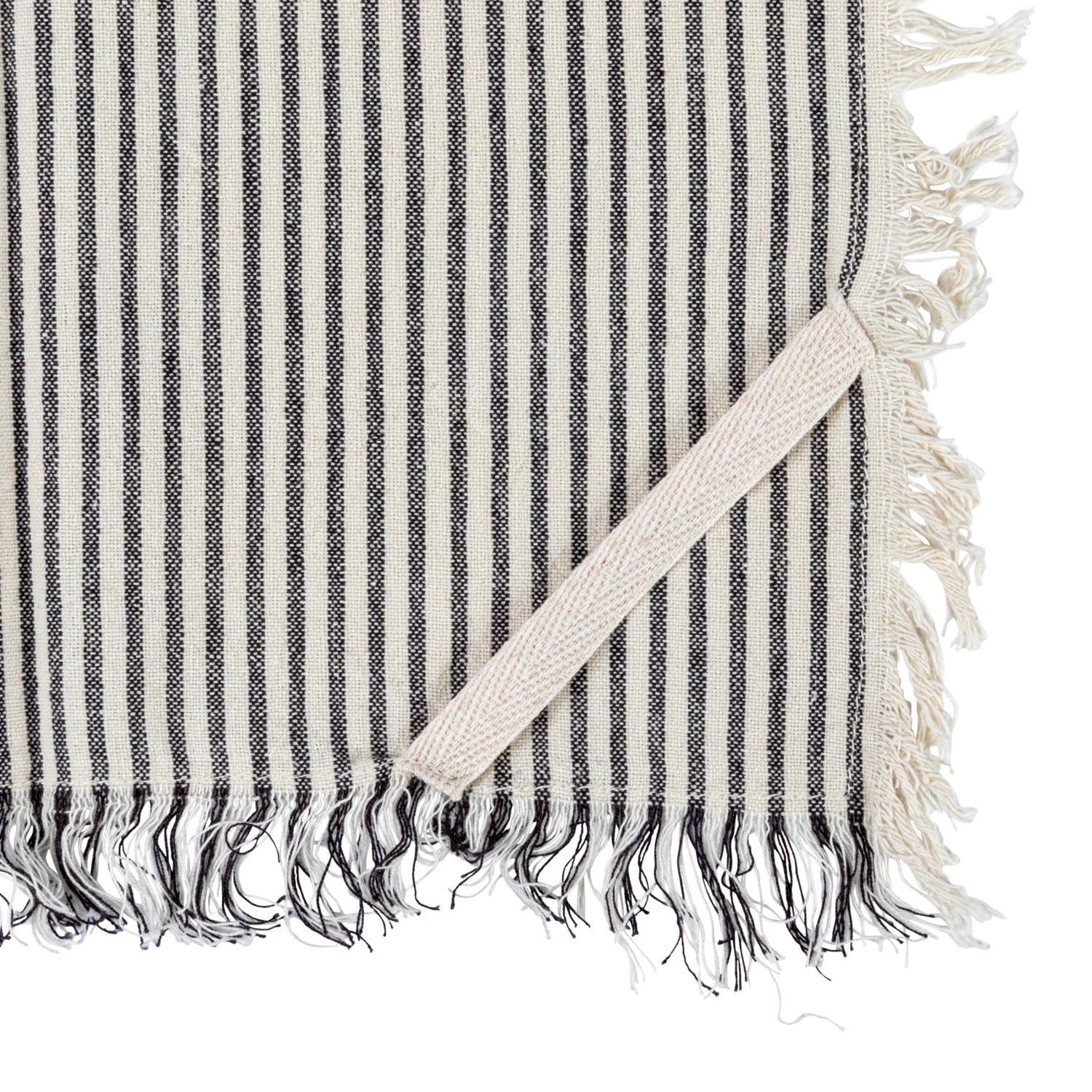 Cotton Tea Towels w/ Stripes & Fringe, Set/ 2