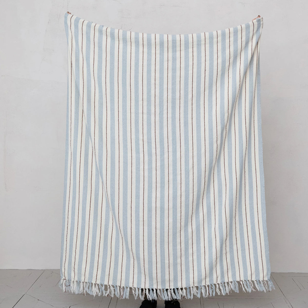 Woven Recycled Cotton Striped Throw, view 2